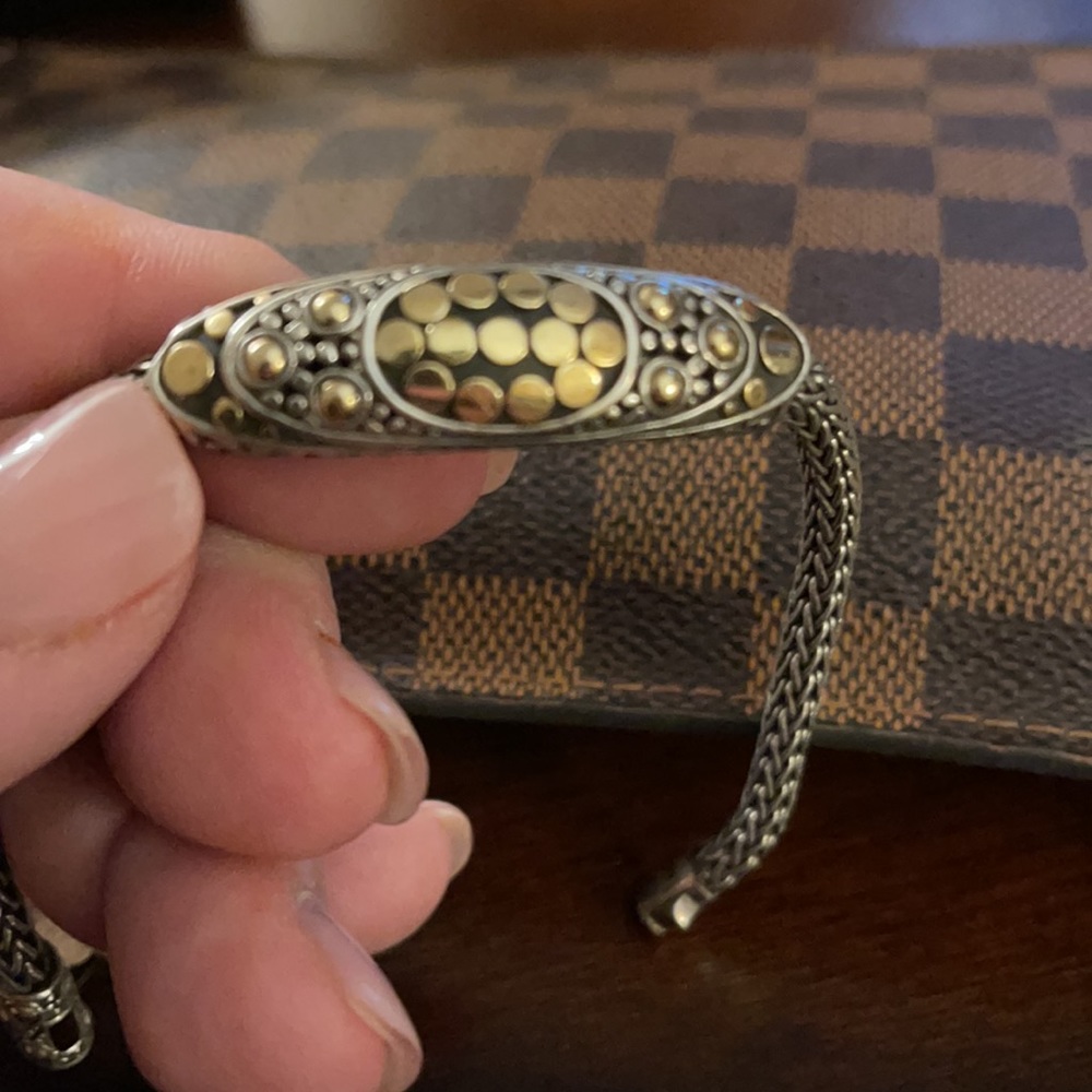 John Hardy Sterling and Gold Bracelet 7”